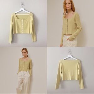 🆕NWOT UIJI Square Neck Cardigan Olive Tops